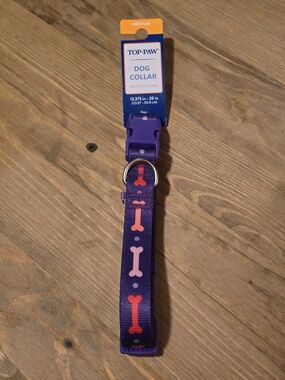Top Paw Purple Dog Collar with Pink and Red Bone Pattern